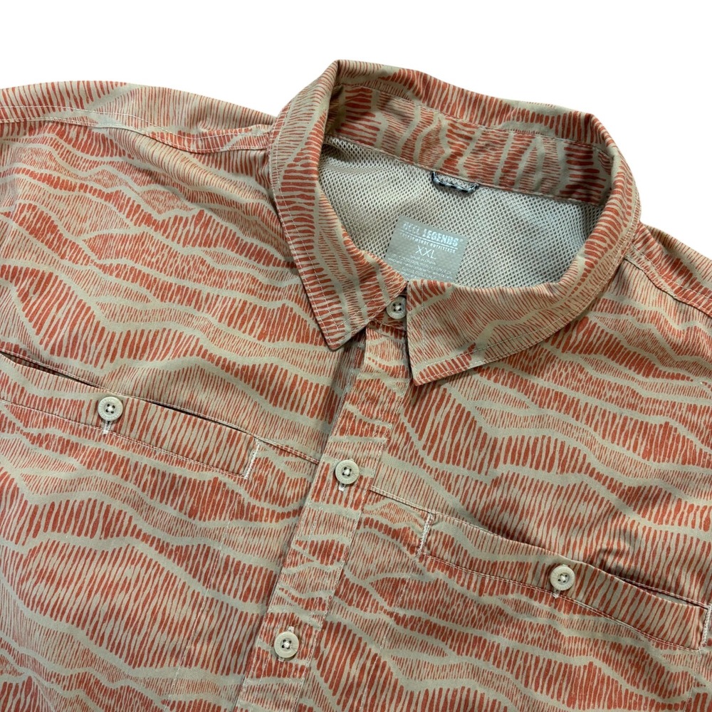 Reel Legends Mens XXL Performance Shirt Short Sleeve Fishing‎ Hiking Orange Tan